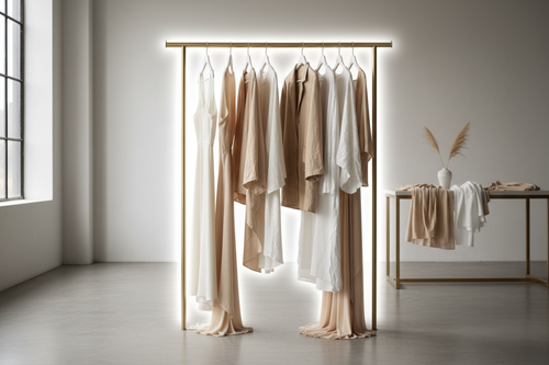 Radiance Membership neutral fabrics with glowing clothing rack